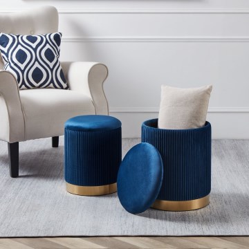 Eglo - SET 2x Sitzhocker d 31,5/36 cm blau/golden