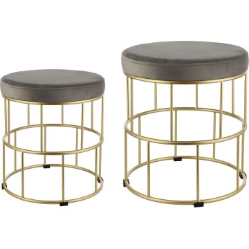 Eglo - SET 2x Sitzhocker grau/golden