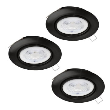Eglo - SET 3x LED-Einbauleuchte 1xGU10/4W/230V schwarz