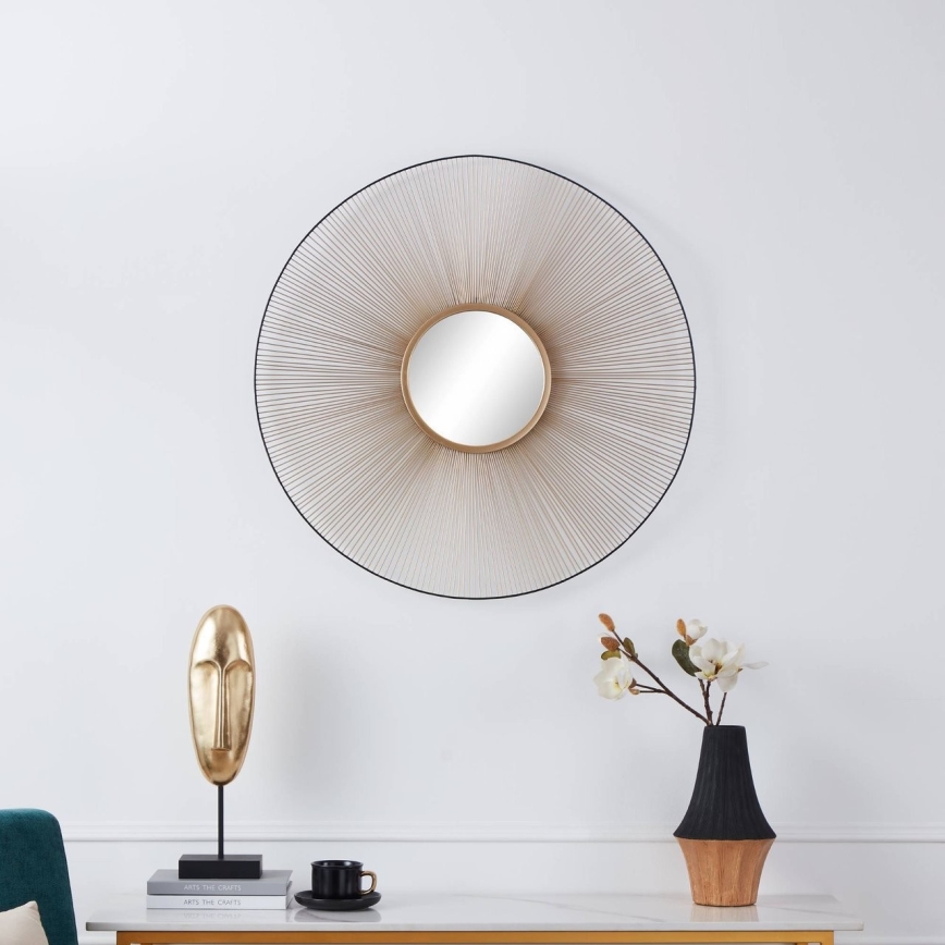 Eglo - Wandspiegel Ø 76 cm in Gold/Schwarz