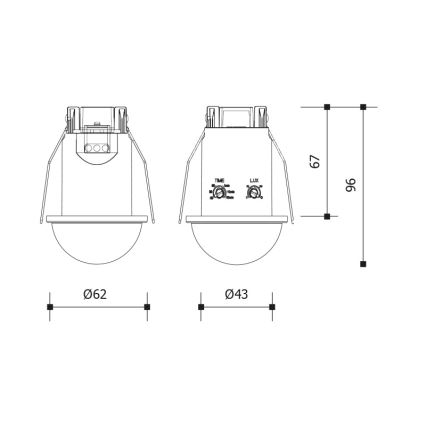 Deckeneinbau-Bewegungs- und Dämmerungssensor 360° 1200W/230V IP54 weiß