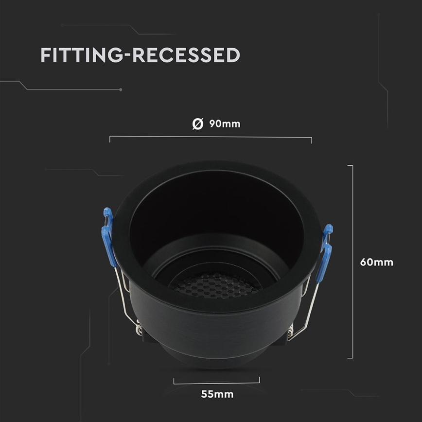 Einbauleuchte GU10 Ø 9 cm Schwarz