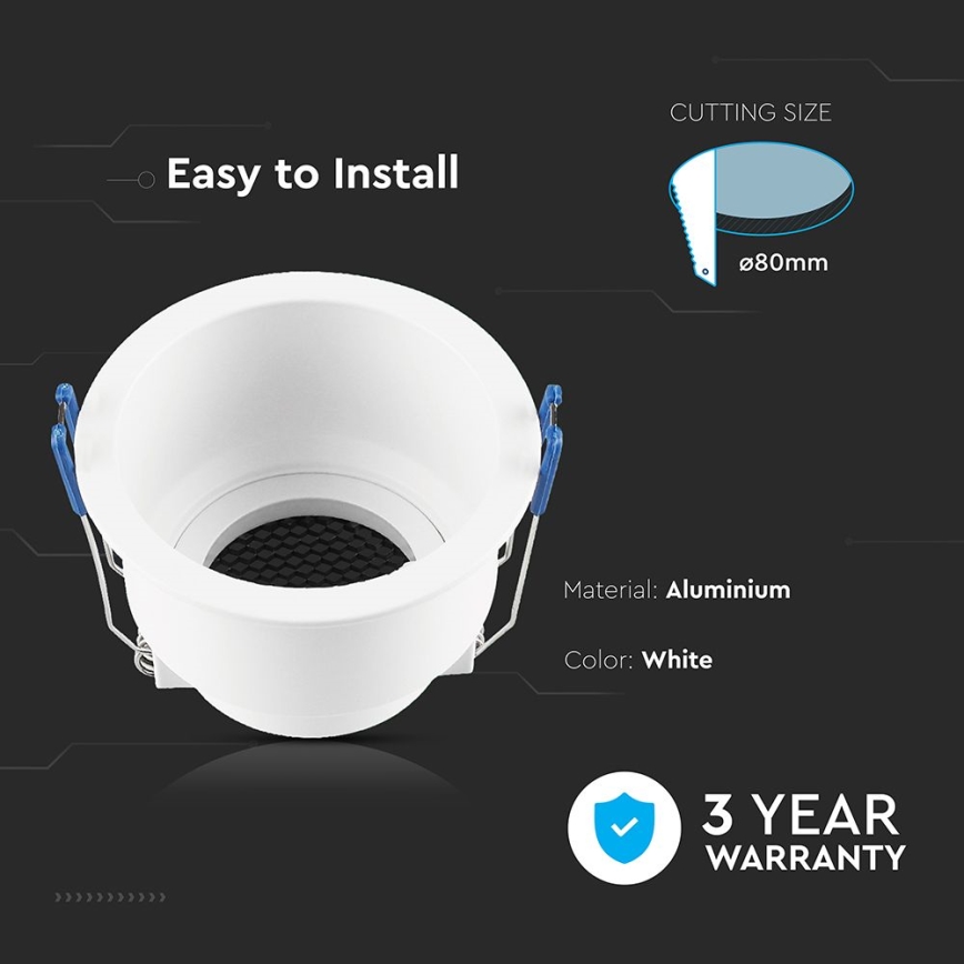 Einbauleuchte GU10 Ø 9 cm Weiß