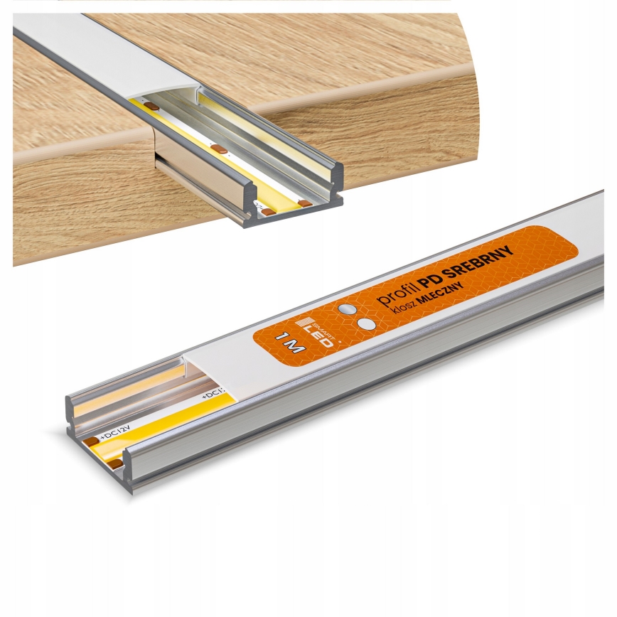 Einbauprofil für LED-Streifen, 1 m, silber/weiß