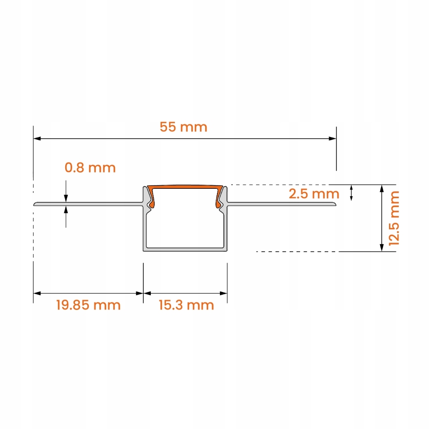 Einbauprofil für LED-Streifen, 1 m, silber/weiß