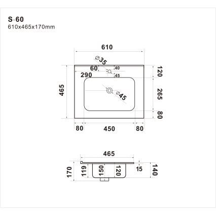 Einbauwaschbecken LILLESNAD 61x46 cm Keramik/weiß
