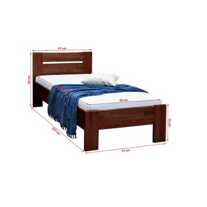 Einzelbett AMBER 90x200 cm dunkler Nussbaum