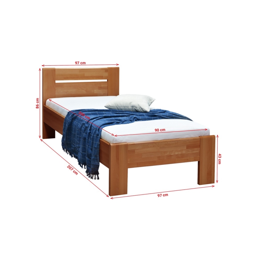 Einzelbett AMBER 90x200 cm Nussbaum