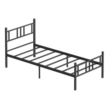 Einzelbett aus Metall PIRON, 90 x 200 cm, schwarz – belastbar bis 120 kg
