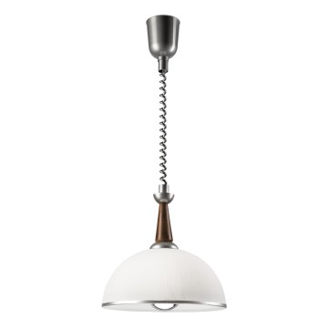Einziehbarer Kronleuchter CHIARA 1xE27/60W/230V silber/dunkelbraun/Buche