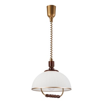 Einziehbarer Kronleuchter RAMONA 1xE27/60W/230V Beige/Dunkelbraun/Kiefer