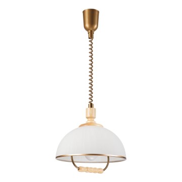 Einziehbarer Kronleuchter RAMONA 1xE27/60W/230V Beige/Hellbraun/Kiefer