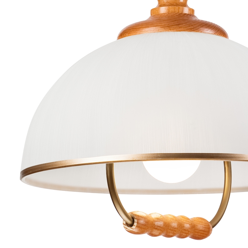 Einziehbarer Kronleuchter RAMONA 1xE27/60W/230V Beige/Braun/Kiefer