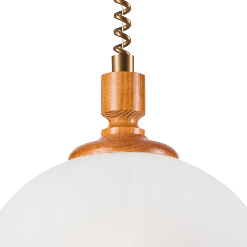 Einziehbarer Kronleuchter RAMONA 1xE27/60W/230V Beige/Braun/Kiefer