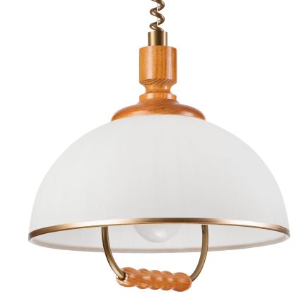 Einziehbarer Kronleuchter RAMONA 1xE27/60W/230V Beige/Braun/Kiefer
