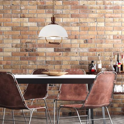 Einziehbarer Kronleuchter RAMONA 1xE27/60W/230V Beige/Dunkelbraun/Kiefer