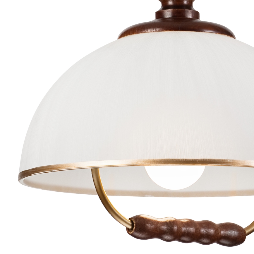 Einziehbarer Kronleuchter RAMONA 1xE27/60W/230V Beige/Dunkelbraun/Kiefer
