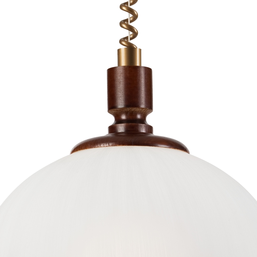 Einziehbarer Kronleuchter RAMONA 1xE27/60W/230V Beige/Dunkelbraun/Kiefer