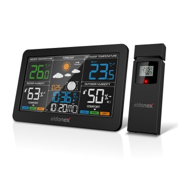 ELDONEX EWS-1010-BK - Wetterstation mit LCD-Anzeige 2xAAA schwarz