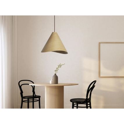 Elegante Pendelleuchte aus Massivholz an Kabel, 1x E27/60W/230V, Ø 45 cm, Eiche/Gummibaum