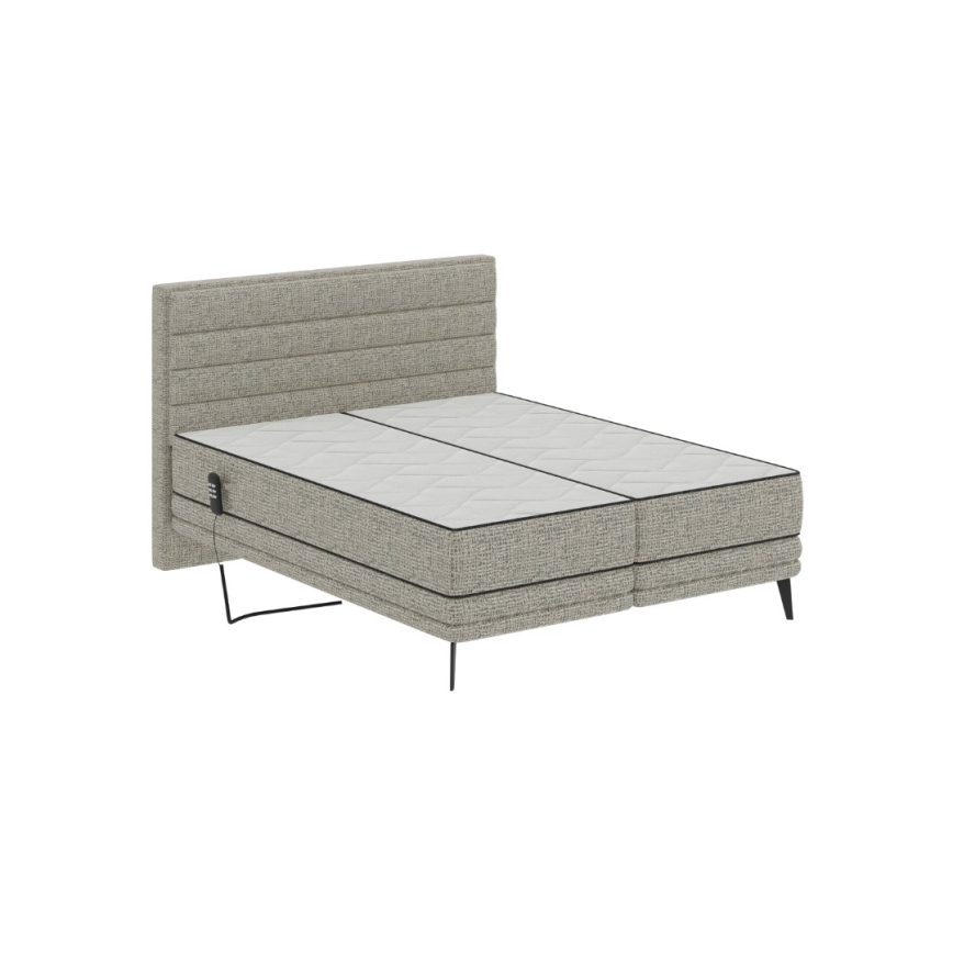 Elektrisch verstellbares, gepolstertes Bett MILA mit Matratzen 180x200 cm, grau