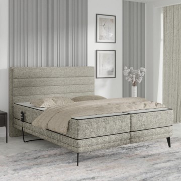 Elektrisch verstellbares, gepolstertes Bett mit Matratzen MILA 160x200 cm grau