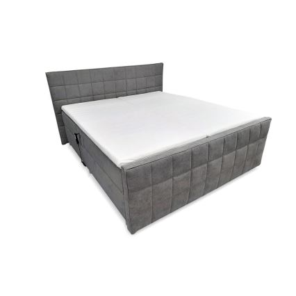 Elektrisch verstellbares Polsterbett HELEN 180x200 cm mit Matratzen und Topper, grau