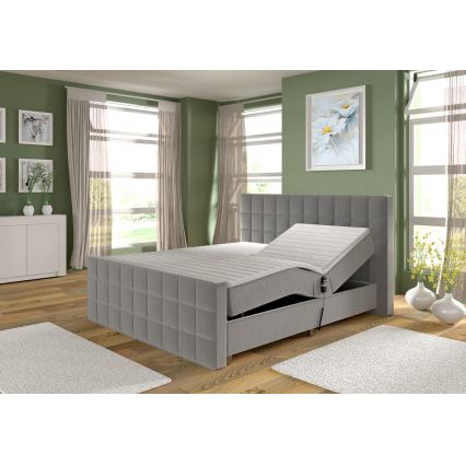 Elektrisch verstellbares Polsterbett HELEN 180x200 cm mit Matratzen und Topper, grau