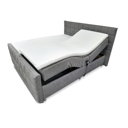 Elektrisch verstellbares Polsterbett HELEN 180x200 cm mit Matratzen und Topper, grau