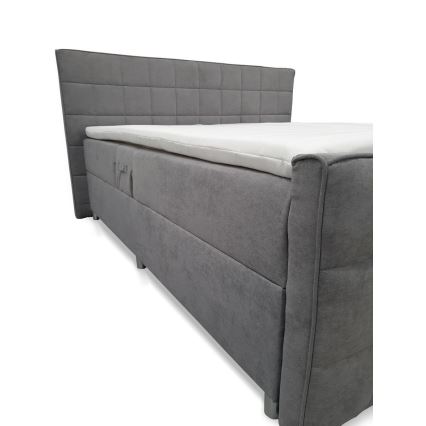 Elektrisch verstellbares Polsterbett HELEN 180x200 cm mit Matratzen und Topper, grau