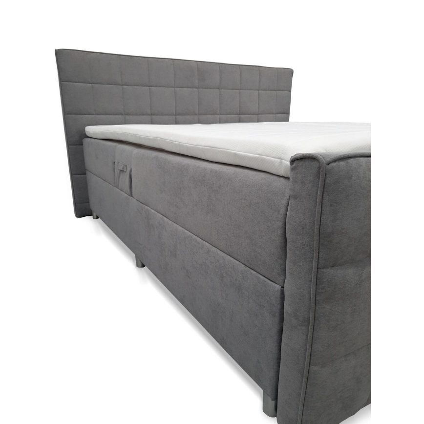 Elektrisch verstellbares Polsterbett HELEN 180x200 cm mit Matratzen und Topper, grau