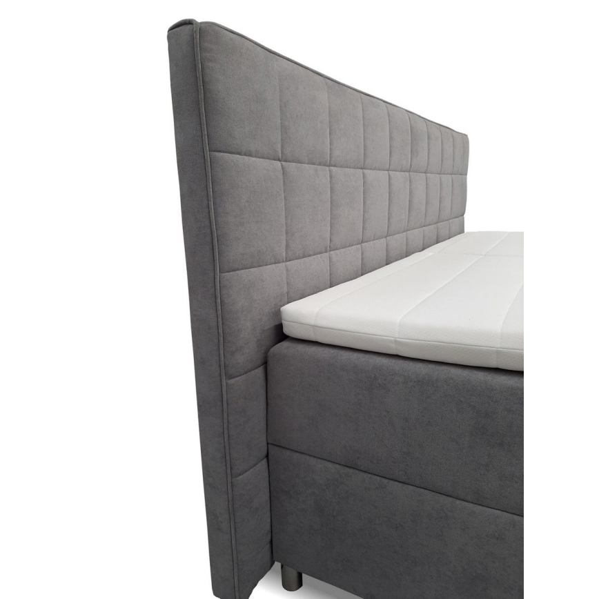 Elektrisch verstellbares Polsterbett HELEN 180x200 cm mit Matratzen und Topper, grau