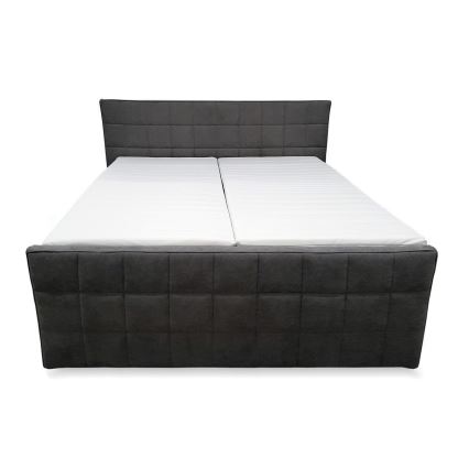 Elektrisch verstellbares Polsterbett HELEN 180x200 cm mit Matratzen und Topper, grau