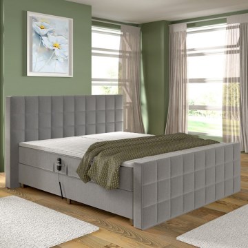 Elektrisch verstellbares Polsterbett HELEN 180x200 cm mit Matratzen und Topper, grau