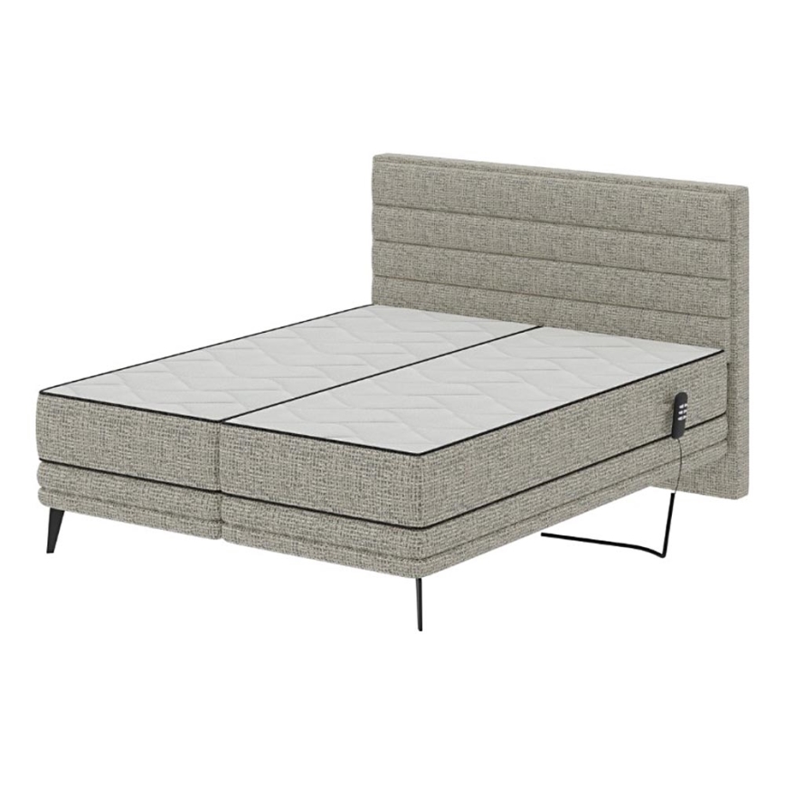 Elektrisch verstellbares Polsterbett mit Matratzen MILA 160x200 cm grau
