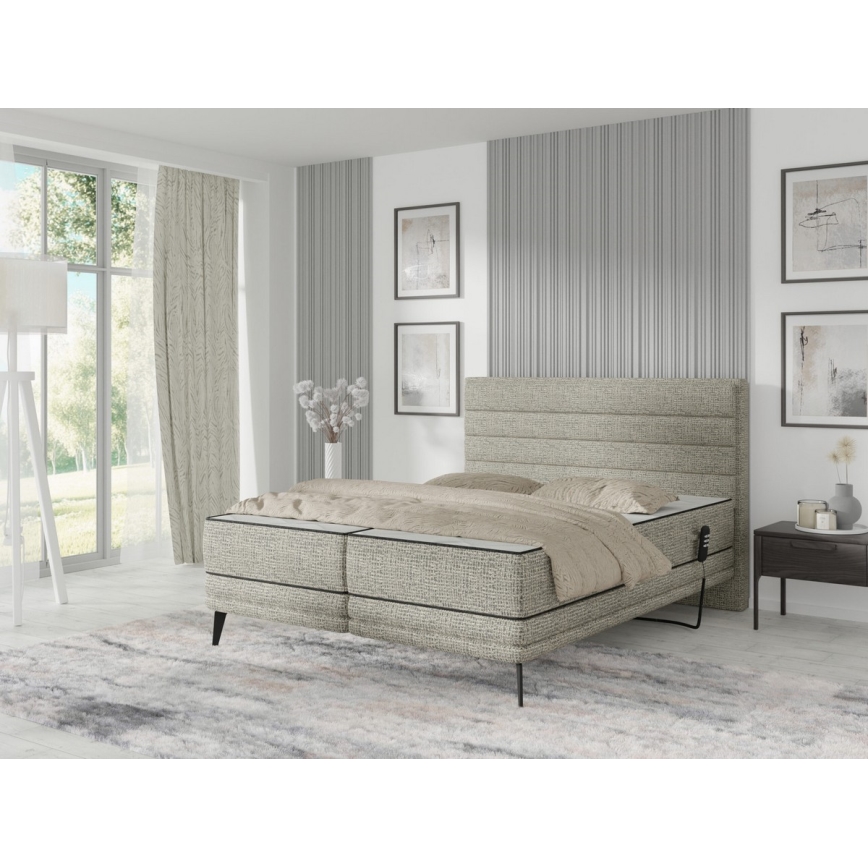 Elektrisch verstellbares Polsterbett mit Matratzen MILA 160x200 cm grau