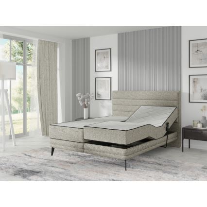 Elektrisch verstellbares Polsterbett mit Matratzen MILA 160x200 cm grau