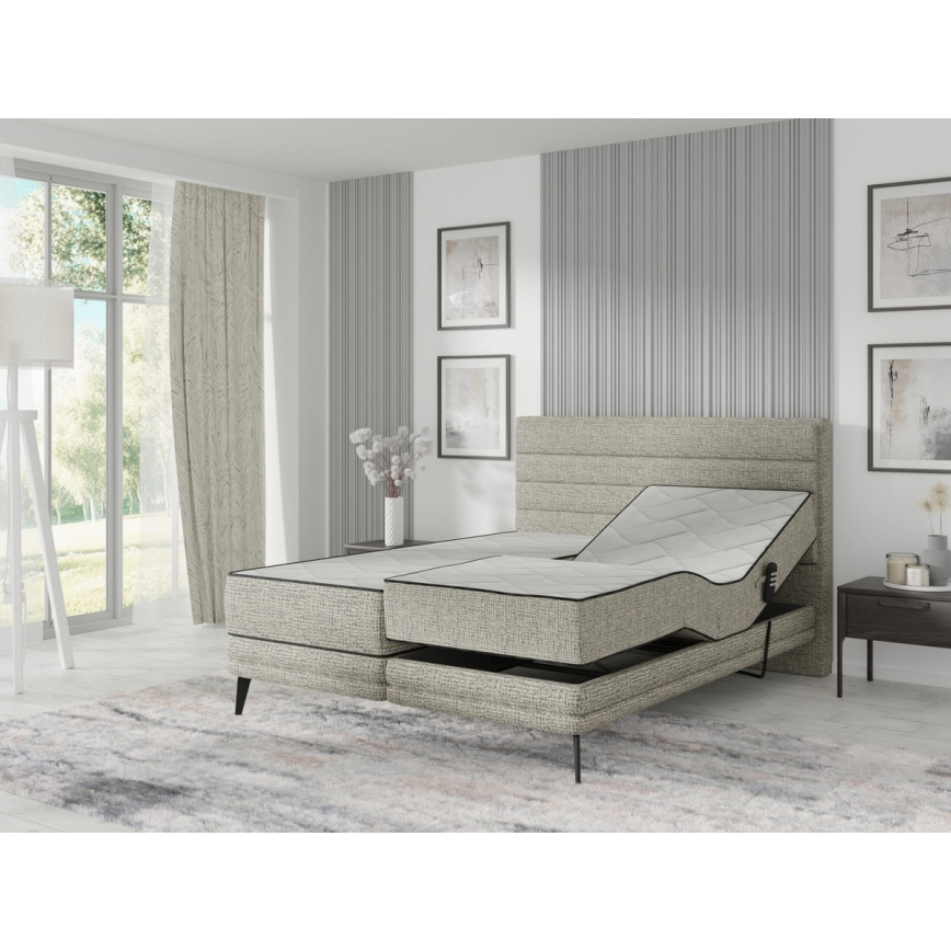 Elektrisch verstellbares Polsterbett mit Matratzen MILA 160x200 cm grau
