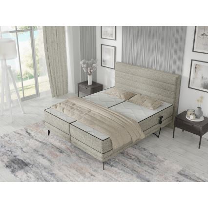 Elektrisch verstellbares Polsterbett mit Matratzen MILA 160x200 cm grau