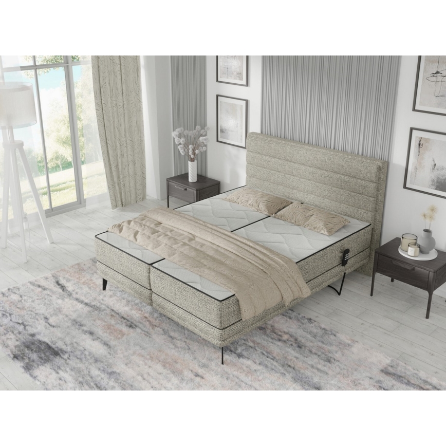 Elektrisch verstellbares Polsterbett mit Matratzen MILA 160x200 cm grau