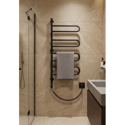 Elektrischer drehbarer Handtuchwärmer ELECTRA 120W/230V 102,5x47,5 cm Edelstahl/Schwarz links