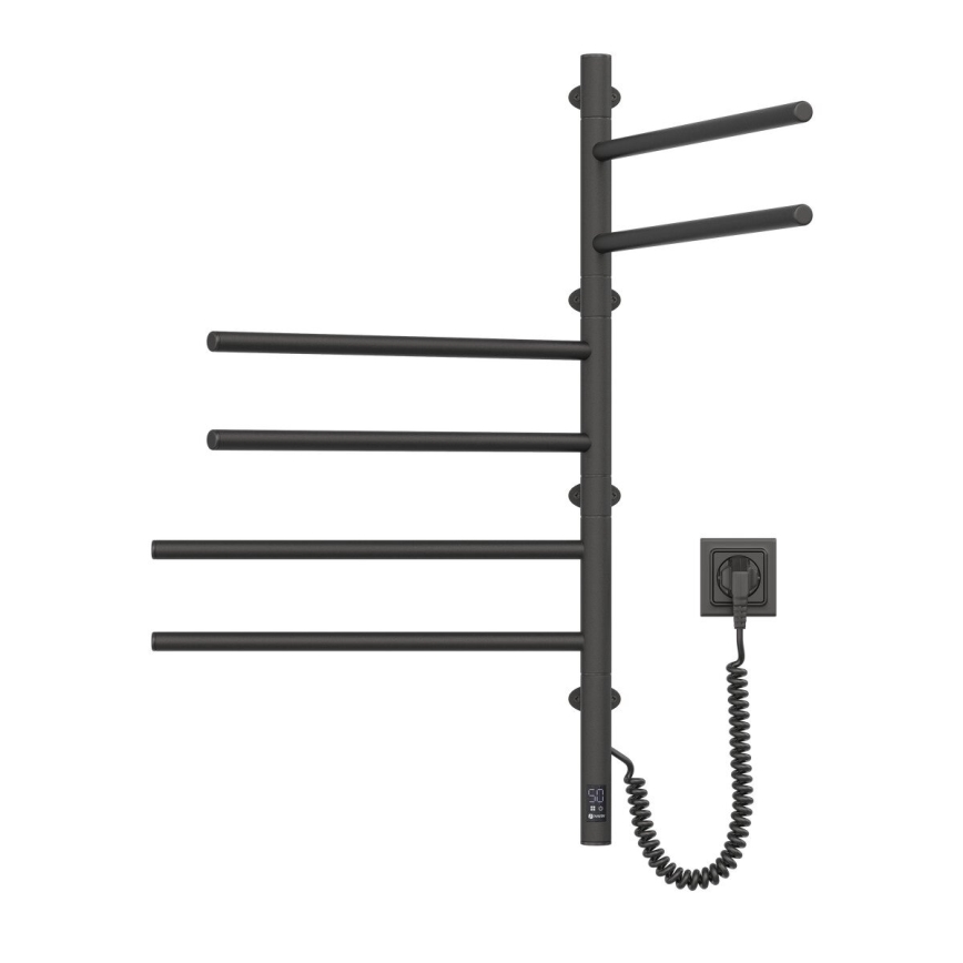 Elektrischer drehbarer Handtuchwärmer mit Thermostat ARABESQUE 105 W 82 x 49 cm schwarz