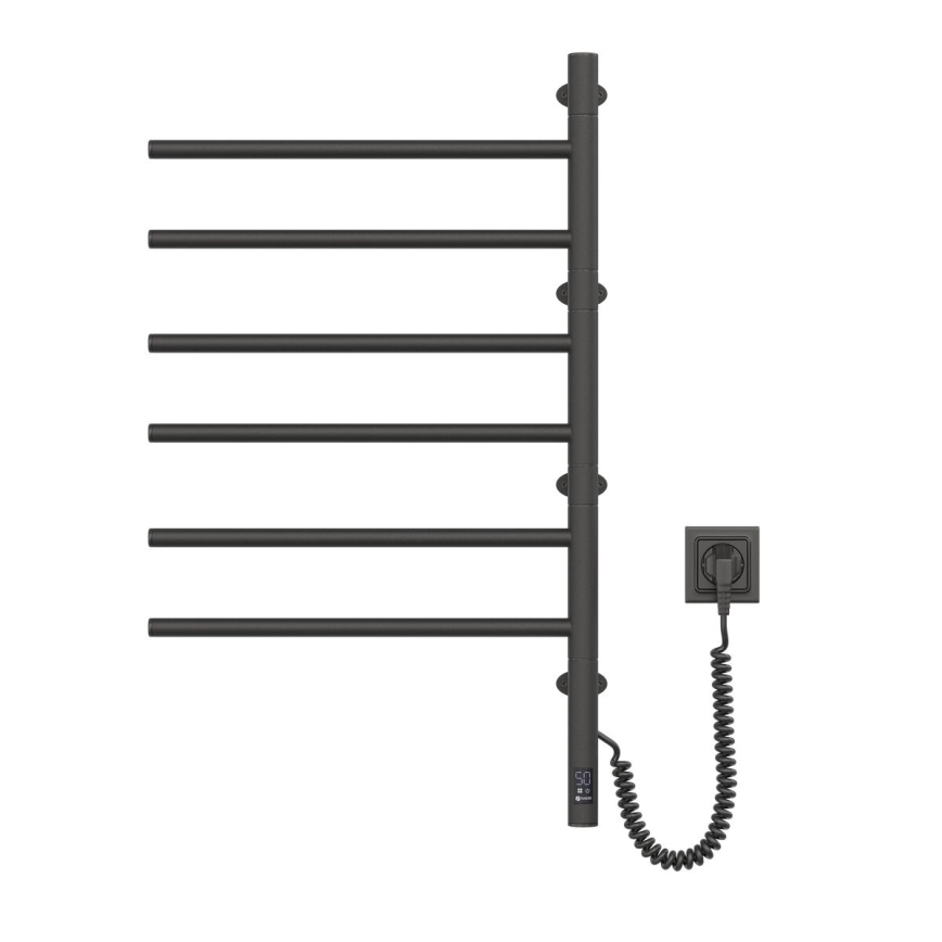 Elektrischer drehbarer Handtuchwärmer mit Thermostat ARABESQUE 105 W 82 x 49 cm schwarz