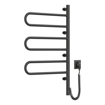Elektrischer drehbarer Handtuchwärmer mit Thermostat FOUETTE 100W 80x49 cm  schwarz