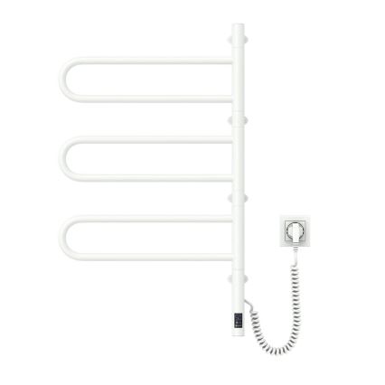 Elektrischer drehbarer Handtuchwärmer mit Thermostat FOUETTE 120W 80x49 cm weiß
