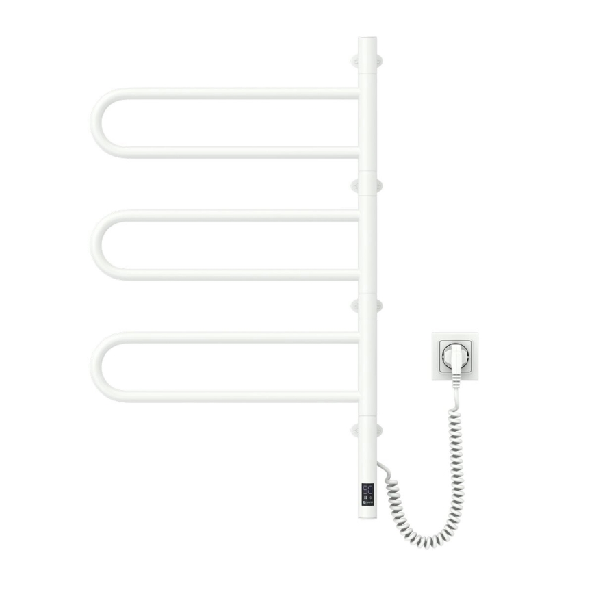 Elektrischer drehbarer Handtuchwärmer mit Thermostat FOUETTE 120W 80x49 cm weiß
