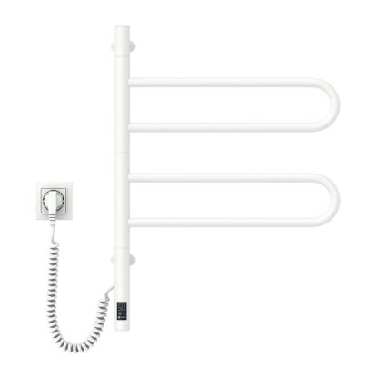Elektrischer drehbarer Handtuchwärmer mit Thermostat FOUETTE 60W 65X49 cm  weiß