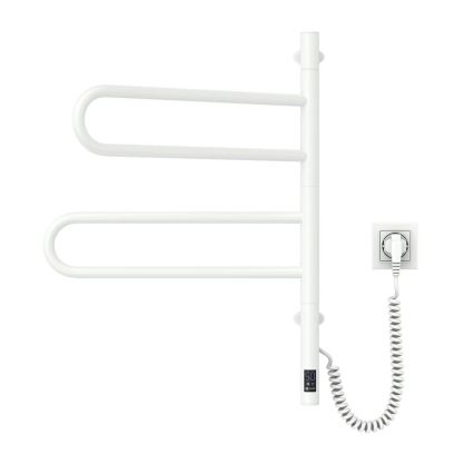 Elektrischer drehbarer Handtuchwärmer mit Thermostat FOUETTE 60W 65X49 cm  weiß