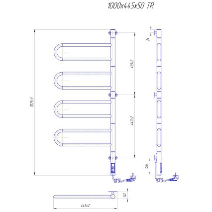 Elektrischer schwenkbarer Handtuchwärmer TRISTAR 105 W/230 V 100 x 44,5 cm IP44 Edelstahl/schwarz