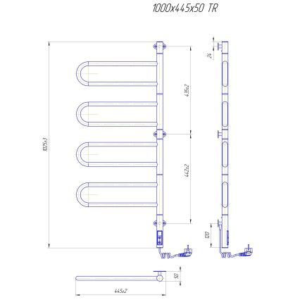 Elektrischer schwenkbarer Handtuchwärmer TRISTAR 105W/230V 100x44,5cm IP44 Edelstahl/Hochglanzchrom